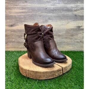 Lucky Brand Women - Size 9M - Dark Brown Suede Harness Ankle Boots